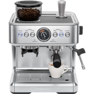 Chefman Crema Supreme Espresso Machine with Conical Burr Grinder and Steam Wand – Stainless Steel, New