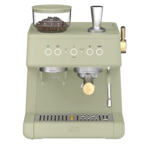 Thyme & Table Barista Grade Espresso Machine with 15-Bar Pressure, Conical Burr Grinder and Steam Wand, Eucalyptus Green